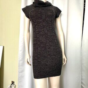Ambiance Apparel Women’s Black/Gray Short Sleeve Cowl Neck Sweater Dress Size M